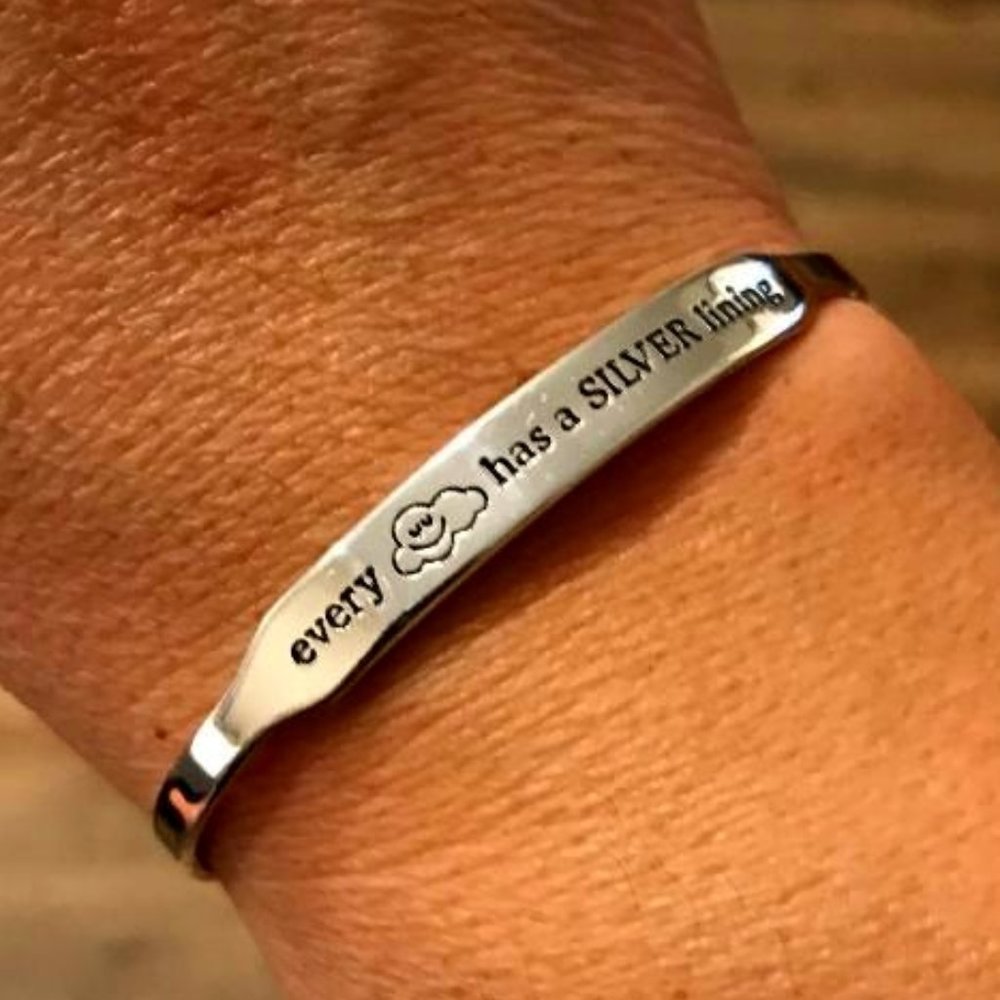 Origami Owl Silver-Tone "Every Cloud Has A Silver Lining" Cuff Bracelet